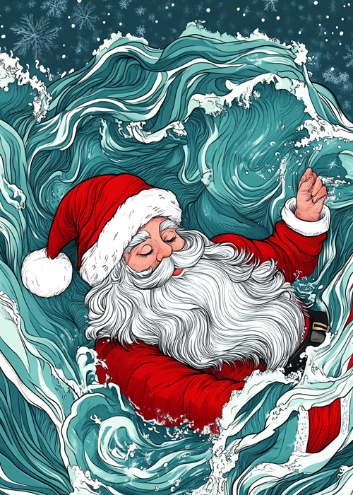 Santa in the Waves