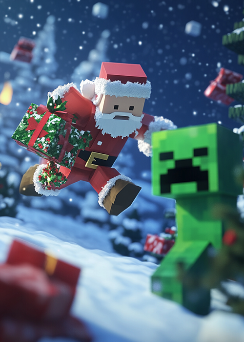 Santa chasing Green dude