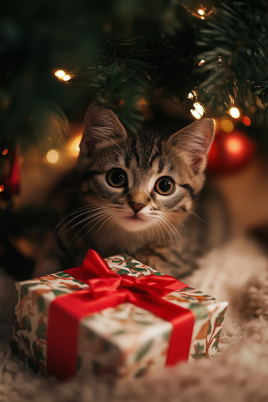 Christmas Kitten  - Tabby cat