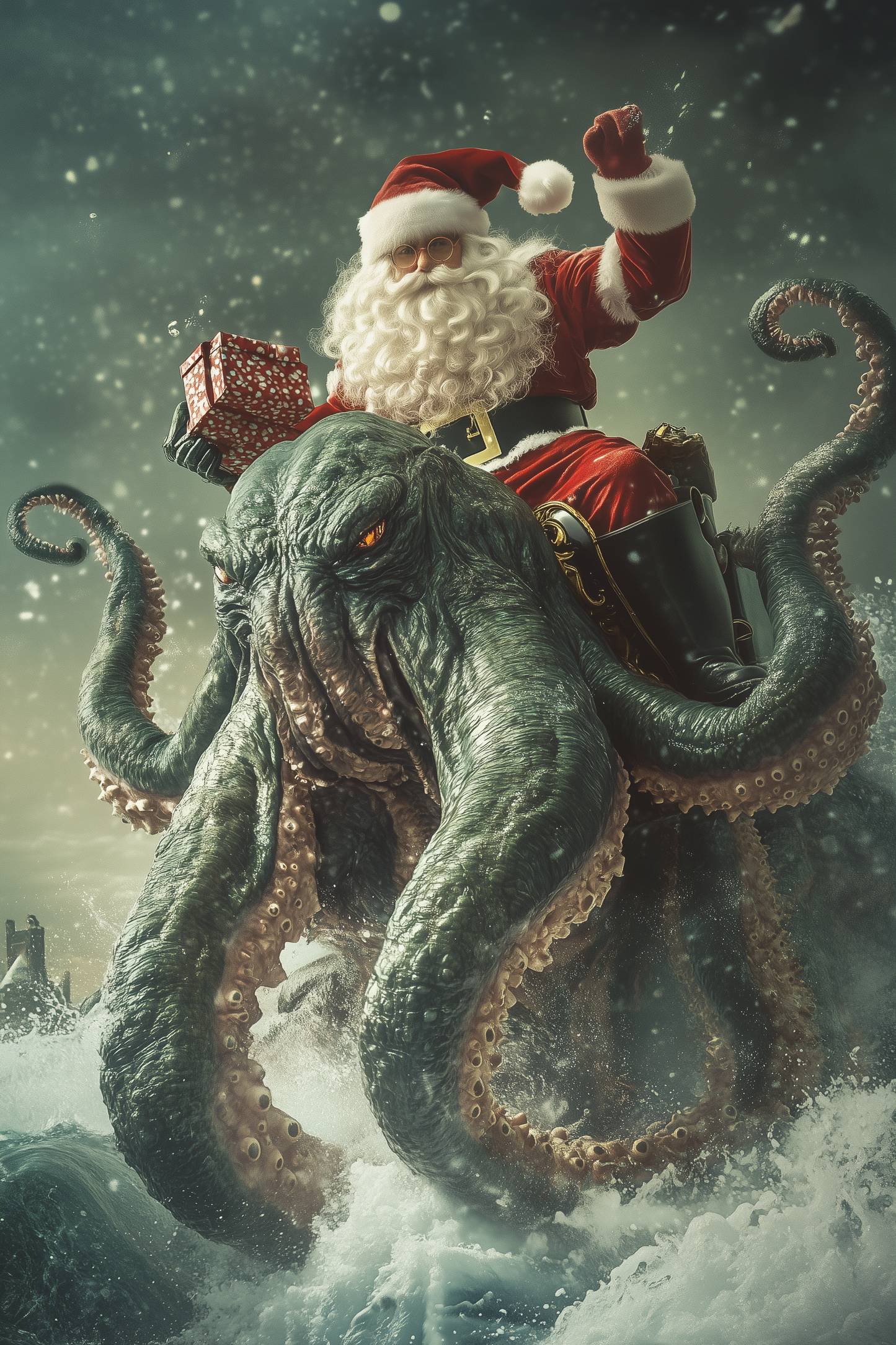Santa Riding Cthulhu